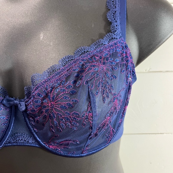 💙 SIMONE PÉRÈLE Embroidered Underwire Bra 38D - Picture 3 of 8